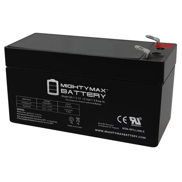 12V 1.3Ah Replacement Battery for Trio TL930219, Mighty Max Battery, Mfr#: MAX3961035